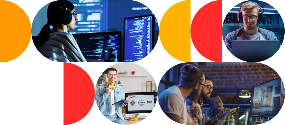 team of developers discussing their mobile app project